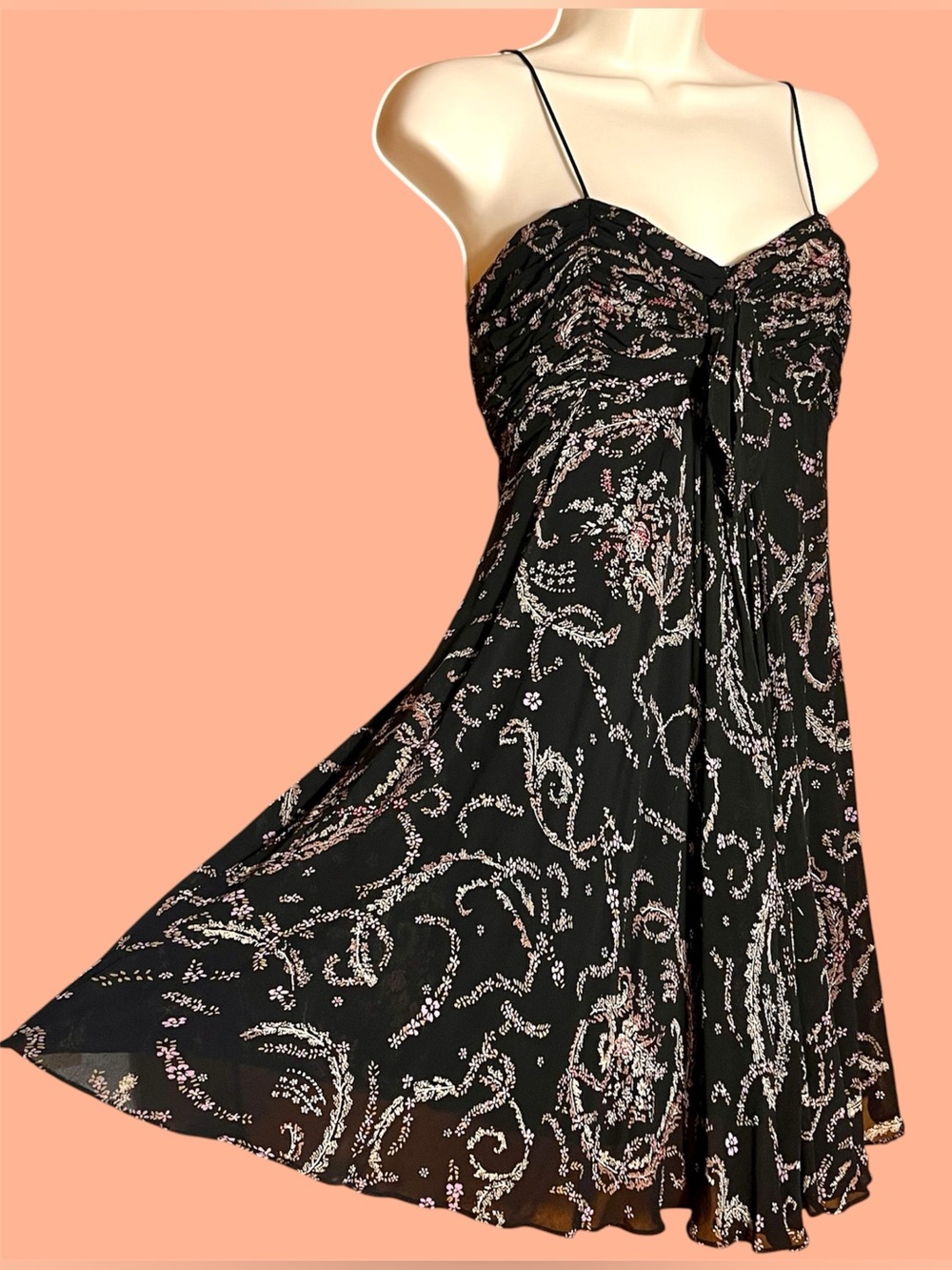 Y2K Whimsigoth Mini Slip Dress Floral Fairy Eva Blue Petites 8 Spaghetti Strap